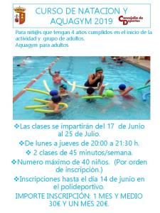 CURSO DE NATACIÓN Y AQUAGYM 2019